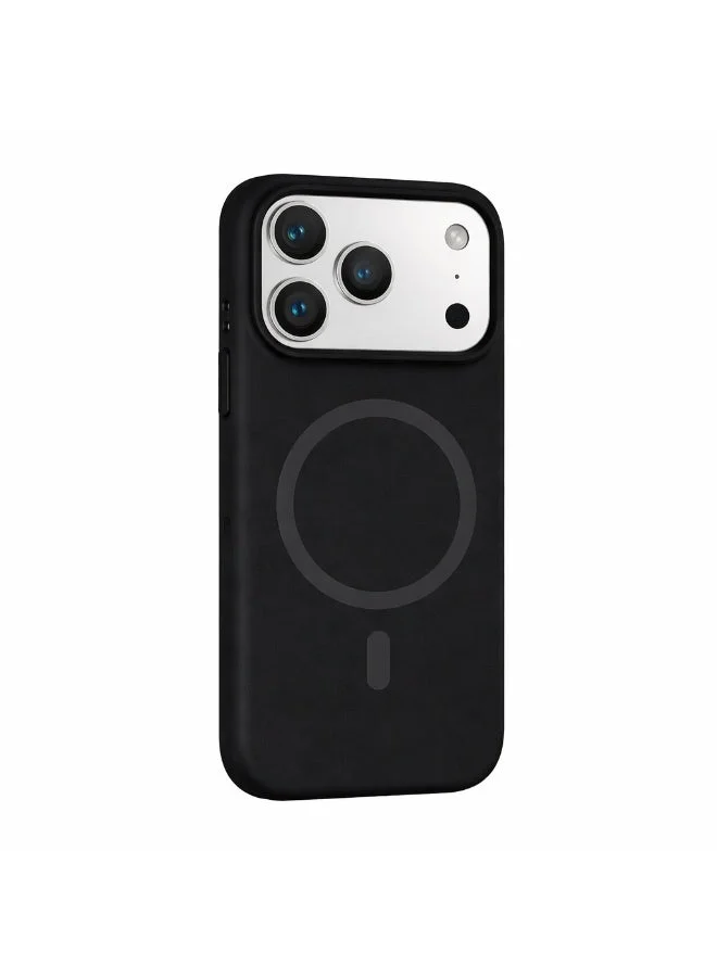 موبكوس جراب Mobcos iPhone 17 Pro أسود فاخر من السيليكون مع حلقة مغناطيسية وشحن لاسلكي | ملمس ناعم كالحرير | حماية مقاومة للصدمات بمعايير عسكرية | توافق مغناطيسي قوي | غطاء أنيق ونحيف